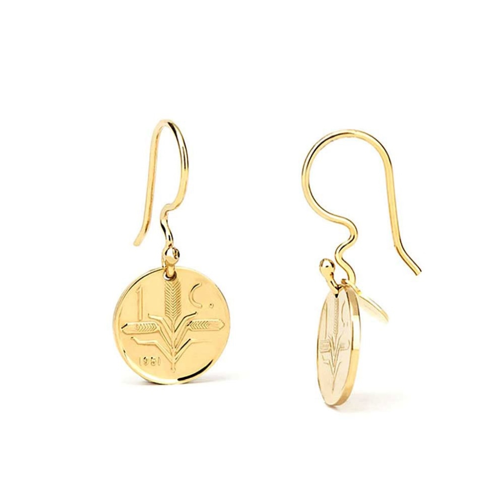 Tigerstars Lustrous 22k Gold Coin Dangle Earrings